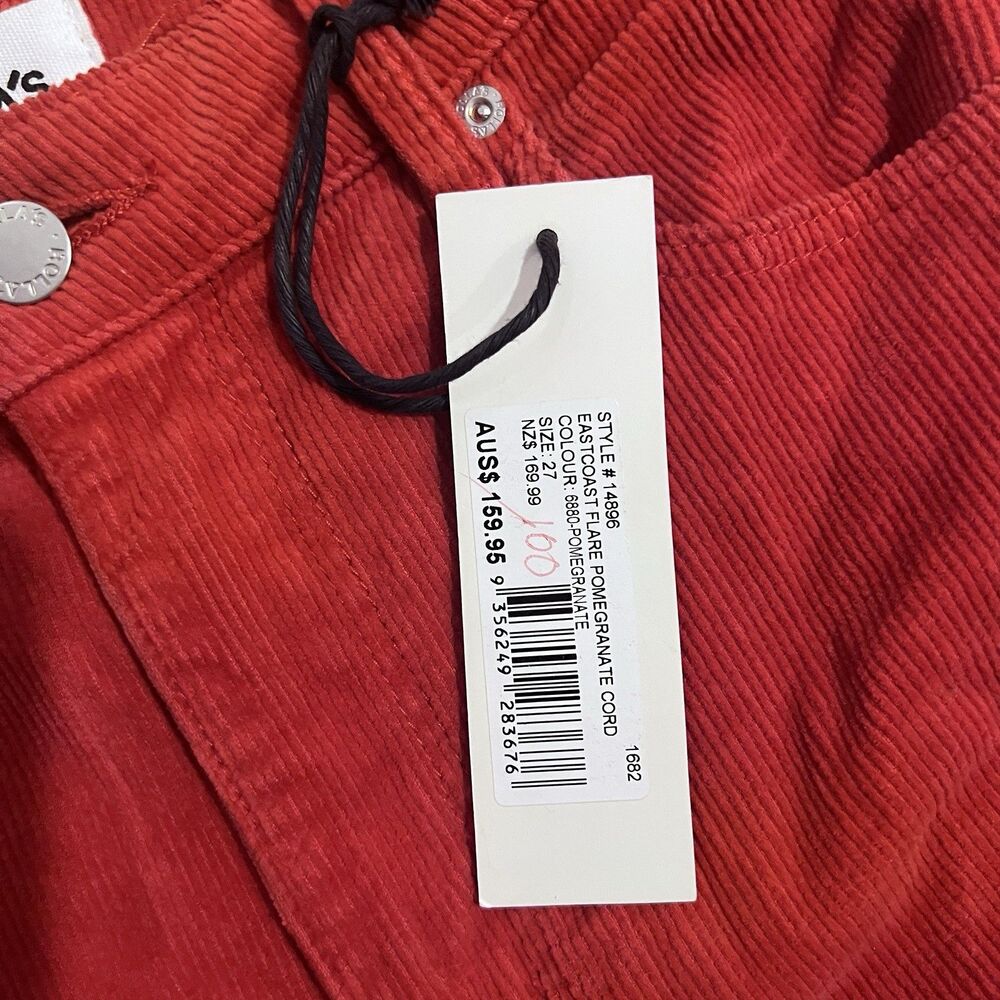 NEW Rolla's Women's East Coast Corduroy Stretch Flare Jeans Pomegranate Size 27 - Picture 7 of 12